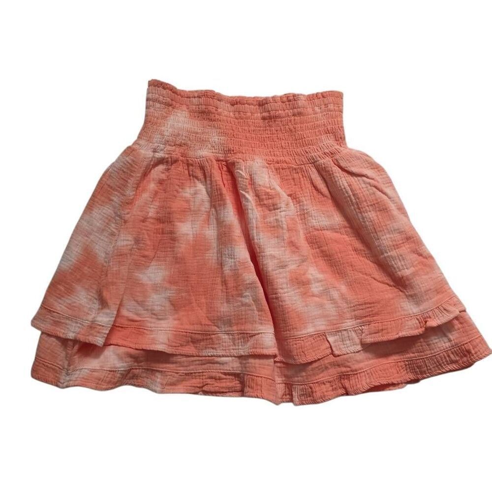 Time and Tru Women’s Size Medium Peach Orange White TieDye Pull On Skirt